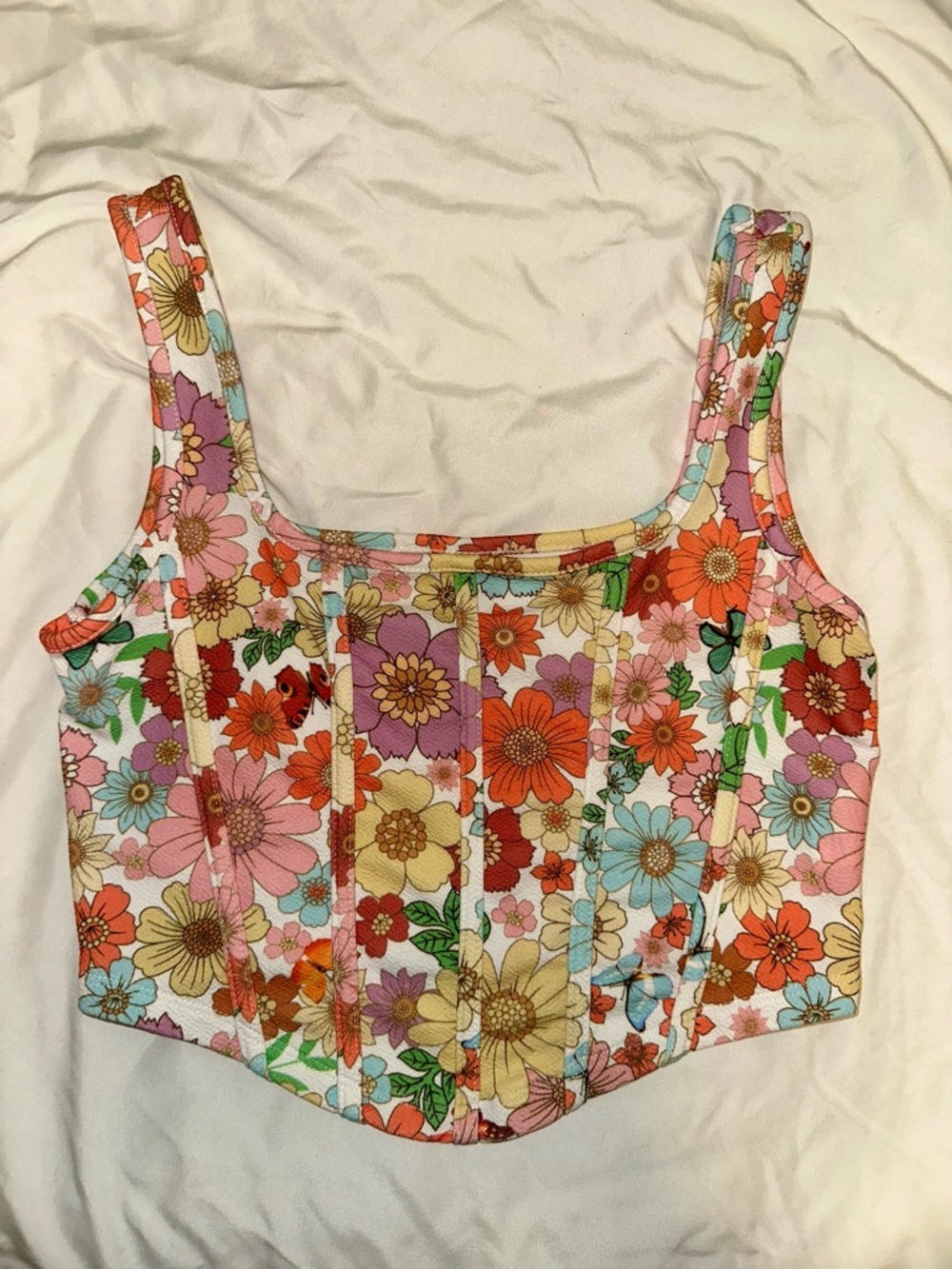 SHEIN Multicolor Floral Crop Tank Top
